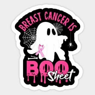 In October We Wear Pink Breast Cancer Is Boo Sheet Halloween Sticker